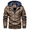 winter men's leather jacket motorcycle hooded jacket men's warm Leisure PU leather coats M-4XL