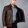Autumn Middle-aged Men's Leather Jackets Fashion Winter Man With Thick Fur Big Yards Men's Leather Coat  100%cotton M-xxxl